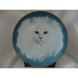 White Cat Plate Chantilly by John Eggert Cat Plate1986 Artaffects Lover White